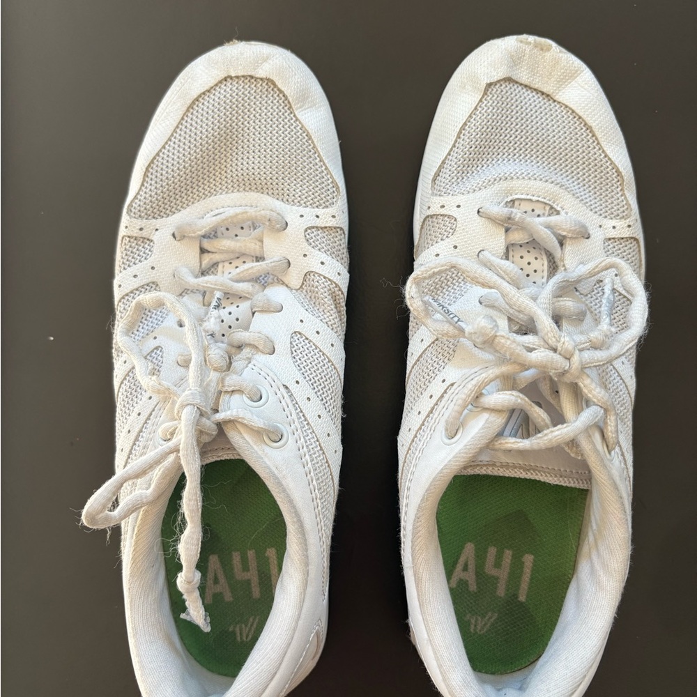 Varsity White Athletic Shoes with Mesh Upper